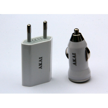 AKAI STC-1806 USB töltő szett hálózati + autós töltő, Fehér