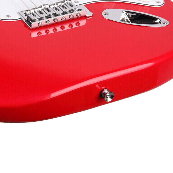 Elektronikus gitár szett kezdőknek, ajándék hangfallal, piros-fehér