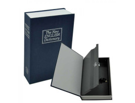Könyv alakú biztonsági doboz, 23 x 16 x 6 cm,  kék, nagy méret