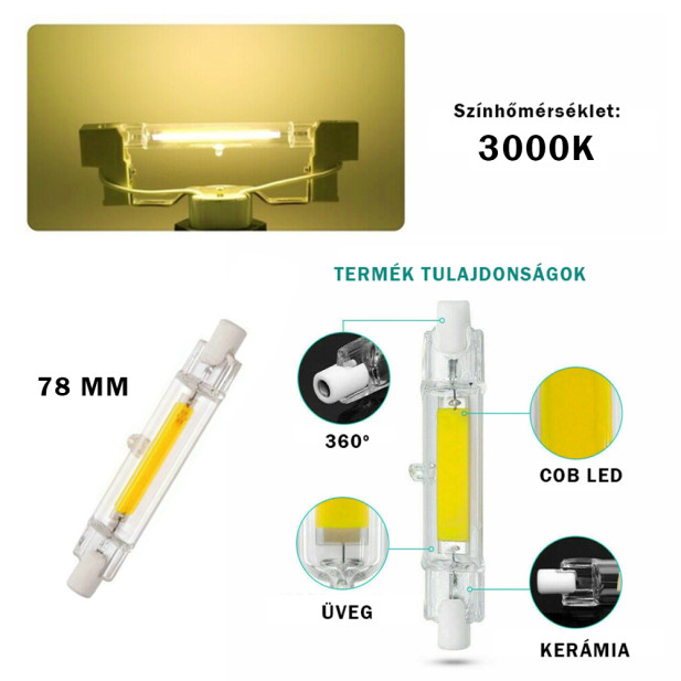 6 wattos LED izzó reflektorokba / 78 mm / R7 foglalatba