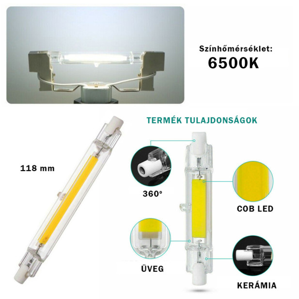 9 wattos LED izzó reflektorokba / 118 mm / R7 foglalatba
