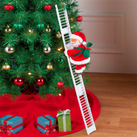 Létrára mászó, zenélő mikulás / karácsonyi dekoráció