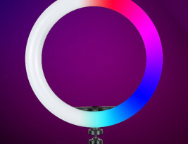 26 cm-es RGB LED körfény távirányítóval, telefontartóval