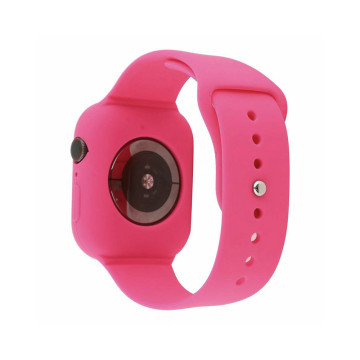 Szilikon szíj és védőtok Apple Watch órához, 38 mm - rózsaszín