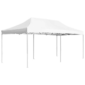 3x6 méteres összecsukható kerti pavilon sátortetővel - fehér