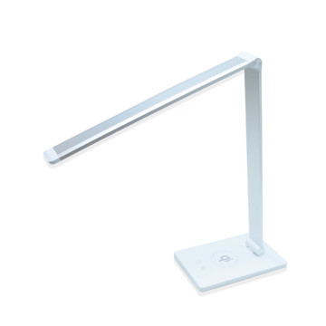LED asztali lámpa vezeték nélküli mobiltöltővel – 10W / ezüst színben