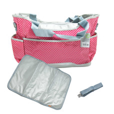 Yodo pelenkázó táska szett – kistáskával / rózsaszín pöttyös