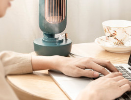 Retro asztali vízködös ventilátor torony – párásító és légkondicionáló / zöld