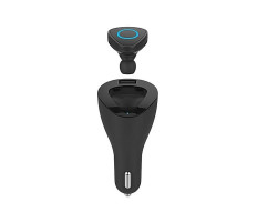 Bluetooth headset és USB töltő autóba – szivargyújtós / fekete (R6000)