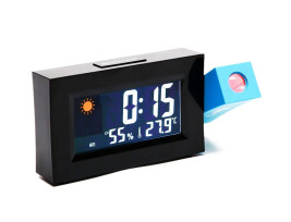 Digitális ébresztőóra – projektoros idővetítővel, hőmérséklet és páratartalom kijelzéssel / piros LED fénnyel
