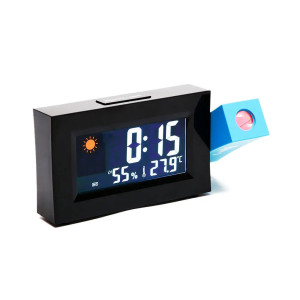 Digitális ébresztőóra – projektoros idővetítővel, hőmérséklet és páratartalom kijelzéssel / piros LED fénnyel