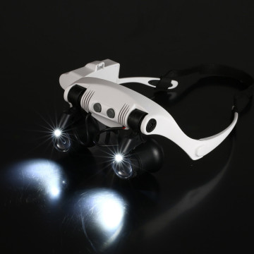 Nagyító szemüveg beépített LED világítással / 4 féle cserélhető lencsével