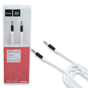 AUX audio kábel / jack összekötőkábel, 200 cm - fehér