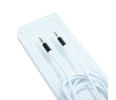 AUX audio kábel / jack összekötőkábel, 200 cm - fehér