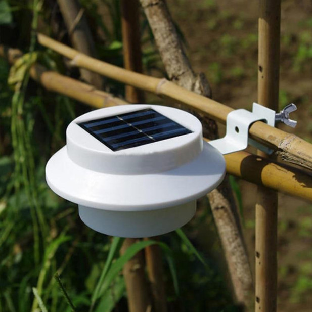 Napelemes kültéri LED lámpa,  felrögzíthető – 2 db / kerítésre,  korlátra - fehér