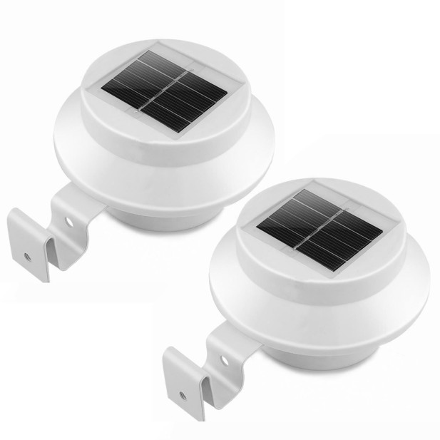 Napelemes kültéri LED lámpa,  felrögzíthető – 2 db / kerítésre,  korlátra - fehér