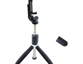 Háromlábú állvány, mobiltelefon stabilizáló, tripod és szelfi bot - távirányítóval / 60 cm (ST07)