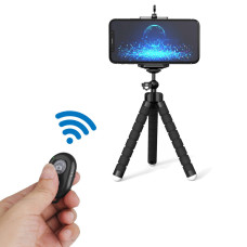 Mini tripod - okostelefon tartó állvány távirányítóval / flexibilis lábakkal (ST03)