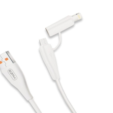 Ezra 2 az 1-ben USB töltő- és adatkábel - Micro USB és Lightning csatlakozó, 120 cm (EA004)