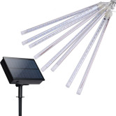 ​Karácsonyi napelemes meteoreső LED fényfüzér / 50 cm-es, RGB fényű csövekkel, 288 ledes