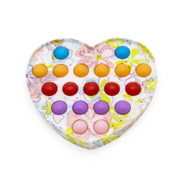 Mintás szív alakú Pop It stresszoldó játék / buborékpukkantó szilikon / fejlesztő társasjáték