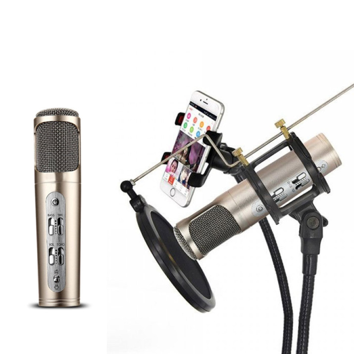 Mini karaoke mikrofon mobiltelefonokhoz - iOS és Android kompatibilis / arany