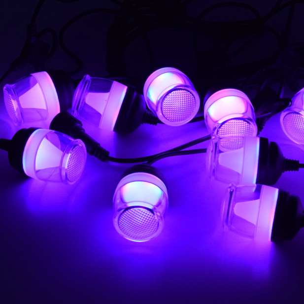 Kültéri LED fényfüzér 12 világítási móddal - RGB+meleg+hideg fehér,  12 ledes / 11,8 méter 
