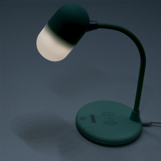 3 IN 1 LED-es asztali lámpa vezeték nélküli mobiltöltővel, mentazöld
