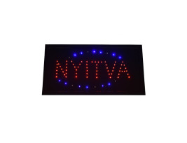 Nyitva Led tábla / villogó kék kerettel