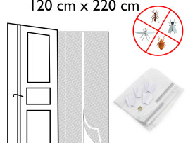 Mágneses szúnyogháló ajtóra - rovarfüggöny / 120x220 cm - fehér (675)