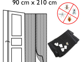 Mágneses szúnyogháló ajtóra - rovarfüggöny / 90x210 cm - fekete (674)