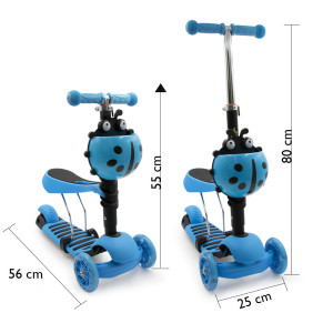 2 IN 1 roller kisgyerekeknek, világító kerekekkel, kék