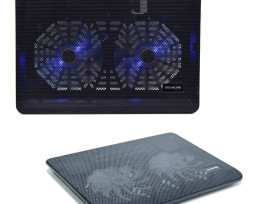 Laptop hűtőpad és állvány - két ventilátorral, LED világítással, 17