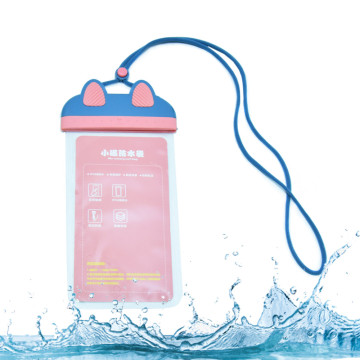Univerzális, vízálló telefontartó nyakpánttal - macskafüles, rózsaszín