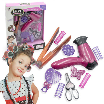 Fodrász készlet gyerekeknek  - játék hajvasalóval és hajszárítóval