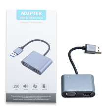 USB - HDMI-VGA átalakító adapter, audió kimenettel