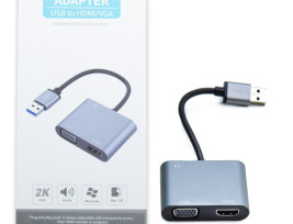 USB - HDMI-VGA átalakító adapter, audió kimenettel