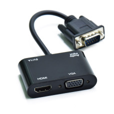 VGA - HDMI+VGA átalakító audio kimenettel