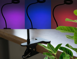 Kerek flexibilis palántanevelő LED lámpa, asztalra csíptethető