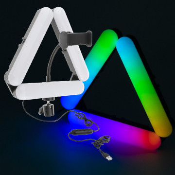 Állítható alakú RGB LED szelfi világítás, telefontartóval