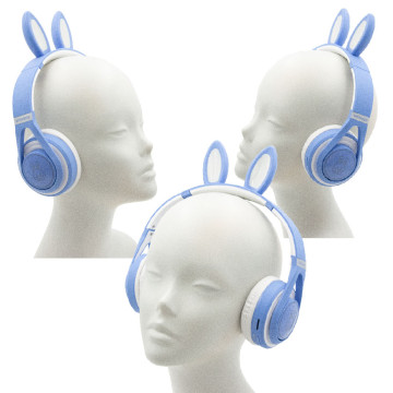 Vezeték nélküli Bluetooth fülhallgató - LED fényekkel és nyuszifülekkel / kék