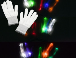 RGB LED világító kesztyű, fehér