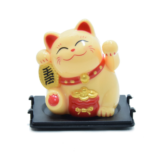 Maneki-neko tradicionális japán integető macska,  szerencsét hoz - sárga