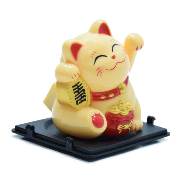 Maneki-neko tradicionális japán integető macska,  szerencsét hoz - sárga
