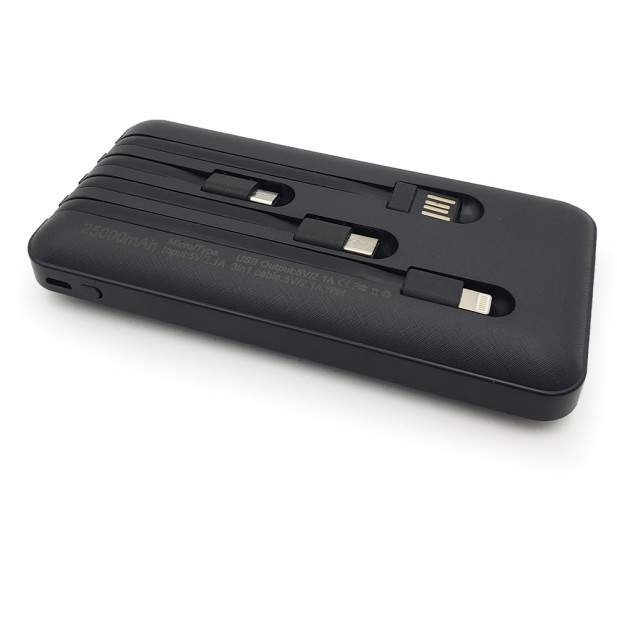 4 az 1-ben PowerBank - USB,  Micro USB,  Type-C,  Lightning kábelekkel / 2500 mAh