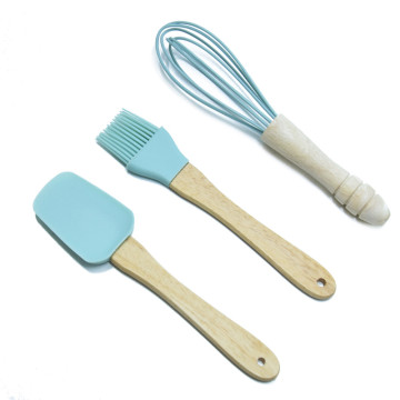 Mini szilikon konyhai eszközök gyerekeknek - spatula,  ecset és kézi habverő
