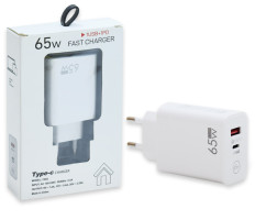 PD 65W hálózati gyorstöltő adapter, USB és Type-C kimenettel