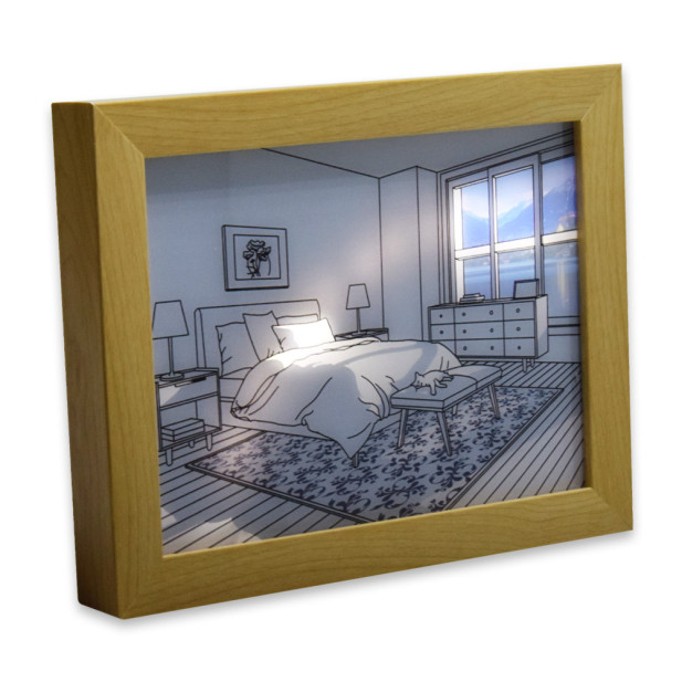 Világító kép keretben, 3 világítási móddal, hálószoba - 23x18 cm