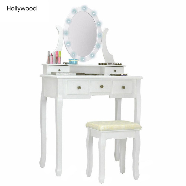 Fésülködő asztal, Hollywood, fehér színben