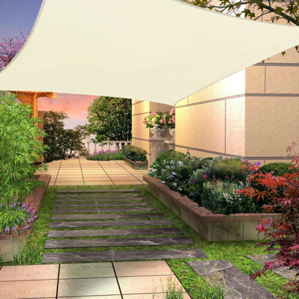 Napvitorla - árnyékoló teraszra, erkélyre és kertbe szögletes 3x4 m bézs színben - polyester (vízálló)